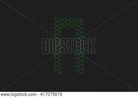 Pi Sign. Pi Letter, Greek Alphabet Symbol, Green Hexagon