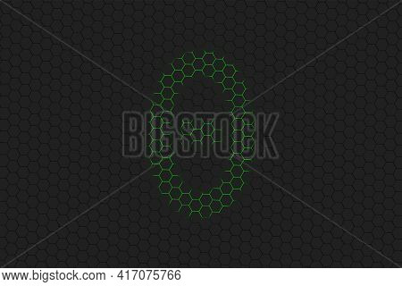 Theta Sign. Theta Letter, Greek Alphabet Symbol, Green Hexagon
