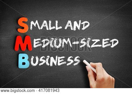 Smb - Small And Medium-sized Business Acronym On Blackboard