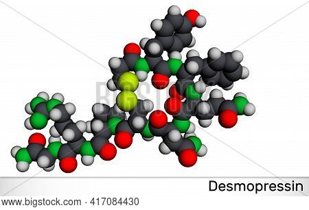 Desmopressin, Desmopresina, Desmopressinum Molecule. It Is Antidiuretic Peptide Drug, Synthetic Anal