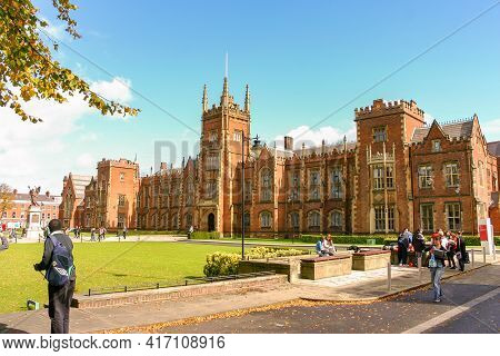 Belfast, Northern Ireland / United Kingdom - Sept. 20, 2011: A Closeup Landscape Image Of Queen\'s U
