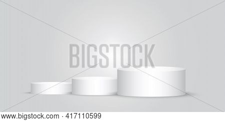 Empty Podium. 3d Realistic Podium Vector. 3d Product Background Studio Minimal Scene Platform. Stock