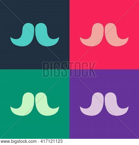 Pop Art Mustache Icon Isolated On Color Background. Barbershop Symbol. Facial Hair Style. Vector