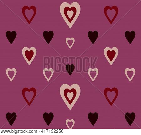 Love  Heart Seamless Pattern, Great Design For Any Purposes. Vintage Background Fabric. Cartoon Vect