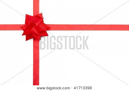 Red ribbon giftbow, isolerade på vitt. Symbol för folkpartiet och lycklig semester