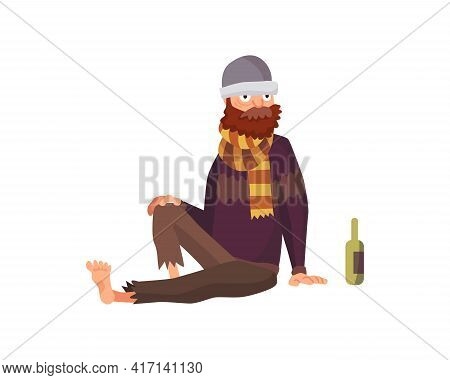 Homeless People. Sad Jobless People In Dirty Clothes Begging Money. Unemployment Men Needing Help. B