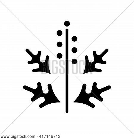 Ragweed Pollen Black Glyph Icon. Blooming Ambrosia. Cause Of Allergic Reaction. Dangerous Allergen. 