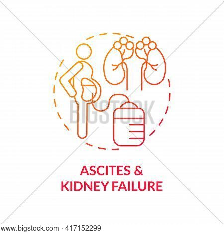Ascites And Kidney Failure Concept Icon. Liver Failure Outcome Idea Thin Line Illustration. Portal H