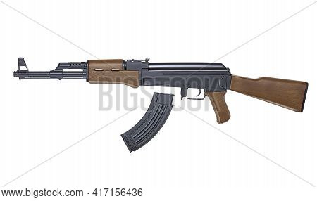 Large Picture Of An Isolated Ak-47 Rifle With Many Details.