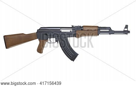 Large Picture Of An Isolated Ak-47 Rifle With Many Details.