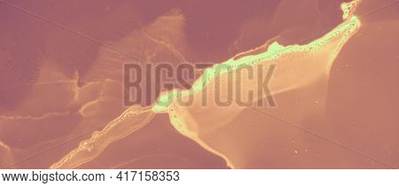 Ink Gold Surface. Brown Luxury Effect. Orange Heat Molten Abstraction. Red Artistic Mineral. Ink Gol