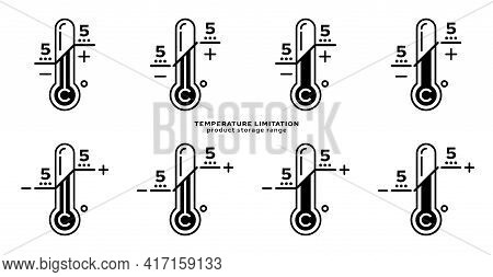 Product Packaging Labeling - Temperature Limitation. The Thermometer Sign With Temperature Values Is
