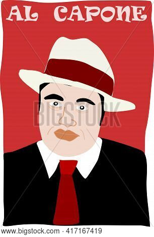Al Capone Portrait Image With Hat And Tie