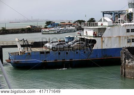 Salvador, Bahia, Brazil - September 5, 2017: Ferry Boate Juracy Magalhaes Jr Seen At Bom Despacho Te