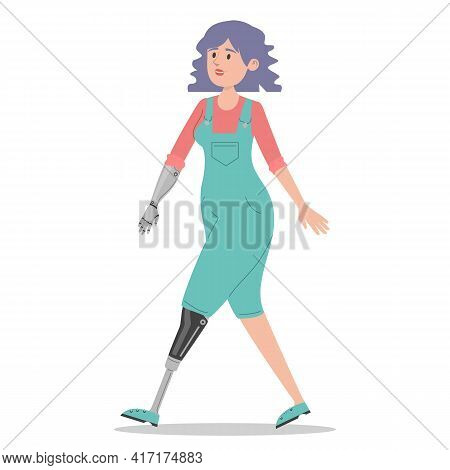 Happy Young Woman With The Prosthetic Limbs
