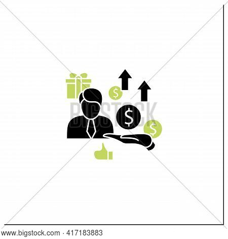 New Investors Glyph Icon. Creating New Investors Generation. High Quality Worker. Profitable Busines