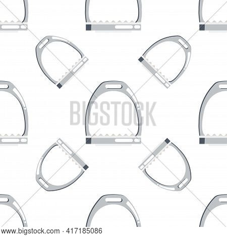 Flat Vector Seamless Pattern Of Horse Stirrups