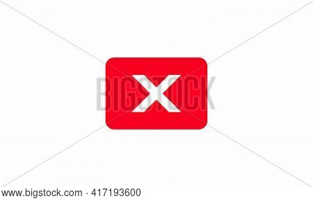 Square Crossmark Red Button. Close Exit Design Vector.