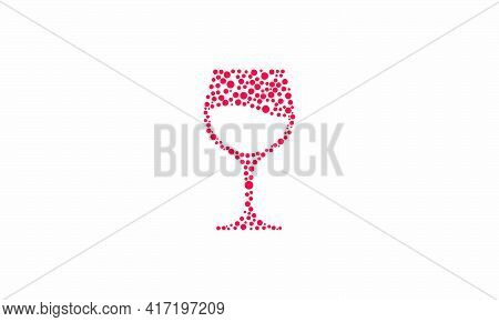 Red Bubble Dot Wineglass Design Vector Illustration.