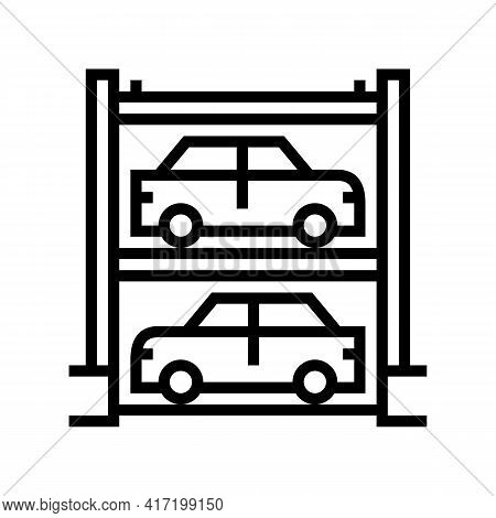 Multilevel Automobile Parking Line Icon Vector. Multilevel Automobile Parking Sign. Isolated Contour
