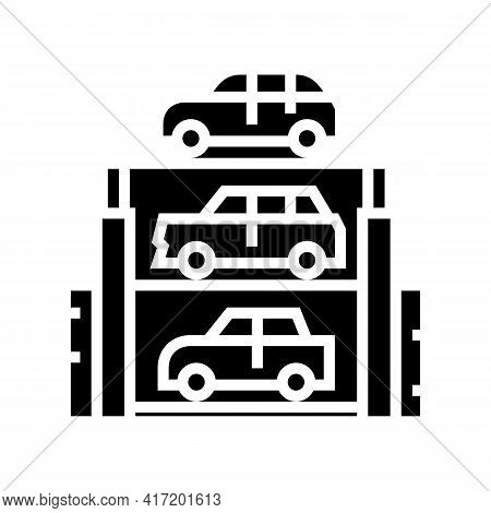 Lift Multilevel Equipment Parking Line Icon Vector. Lift Multilevel Equipment Parking Sign. Isolated