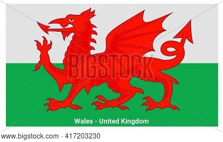Wales Flag, United Kingdom Illustration Line Drawing