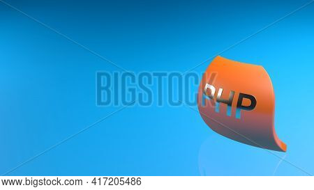 Php Orange Flag On Blue Background - 3d Rendering Illustration