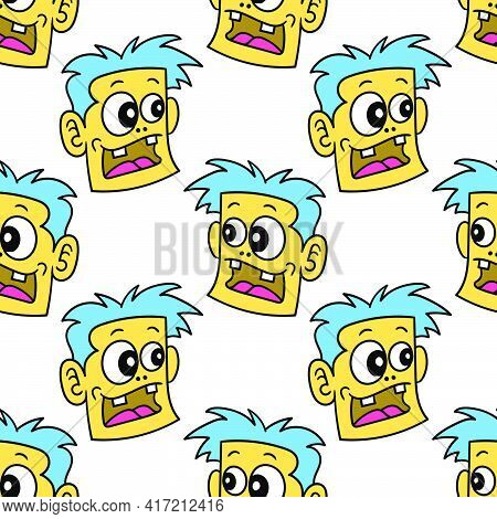 Frankenstein Horror Seamless Pattern Textile Print. Great For Summer Vintage Fabric, Scrapbooking, W
