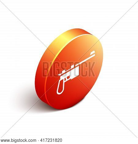 Isometric Mauser Gun Icon Isolated On White Background. Mauser C96 Is A Semi-automatic Pistol. Orang