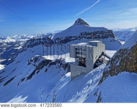 The Top Station Of The Cable Car Col Du Pillon - Scex Rouge On Sex Rouge (travel Destination Glacier
