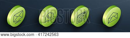 Set Isometric Envelope, Telephone With Speech Bubble Chat, Website And Envelope And Envelope Icon. V