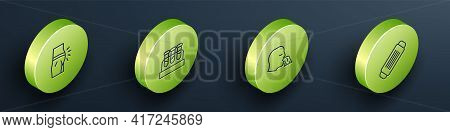 Set Isometric Line Abdominal Bloating, Test Tube With Blood, Vomiting Man And Medical Protective Mas