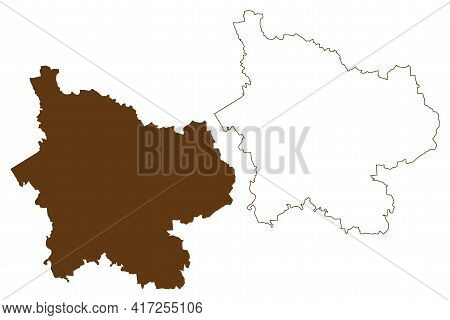 Elbe-elster District (federal Republic Of Germany, Rural District, State Of Brandenburg) Map Vector 