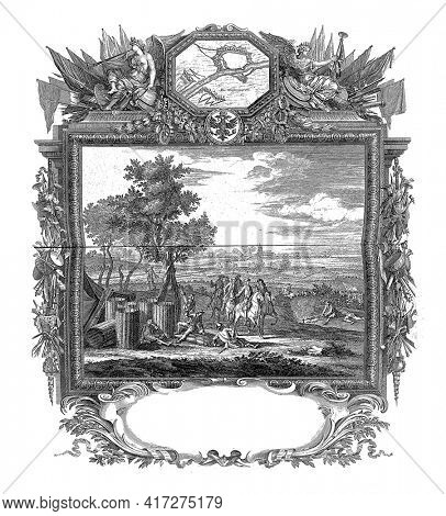 Capture of Ulm, 1704, vintage engraving.