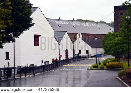 BUSHMILLS, NORTHERN IRELAND - 20 MAY 2011: The Old Bushmills Distillery has been in continuous operation since it was rebuilt after a fire in 1885.
