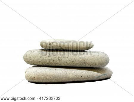 White Stones Isolated On White Background, Nature