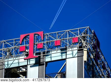 Bucharest, Romania -  January 21, 2021: A Logo Of Telekom, German Telecommunications Company, Is Dis