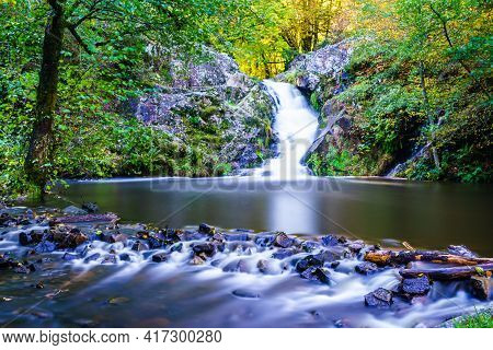 Overview Waterfall Le Saut Du Gouloux Morvan France