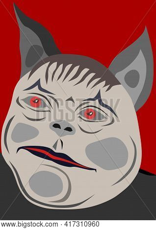 Portrait Of An Extraterrestrial Alien. Alien Hero By Yeni Kvozi On A Red Background. Flat Illustrati