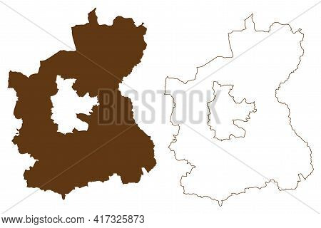 Spree-neisse District (federal Republic Of Germany, Rural District, State Of Brandenburg) Map Vector
