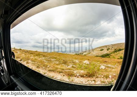 Mountain Views From The Window Of A Driving Jeep.
Mountain Range Chatyr-dag In Crimea.