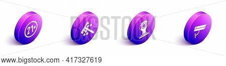 Set Isometric 21 Plus, Stick For Chips, Casino Poker Trophy Cup And Security Camera Icon. Vector