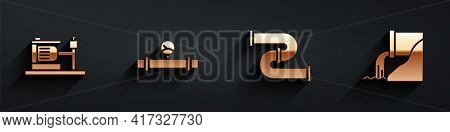 Set Electric Water Pump, Industry Pipe And Manometer, Industry Metallic Pipe And Wastewater Icon Wit
