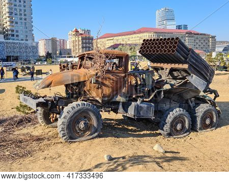 Bm-21 Grad Soviet Truck-mounted 122 Mm Multiple Rocket Launcher - Baku, Azerbaijan, 04-16-2021