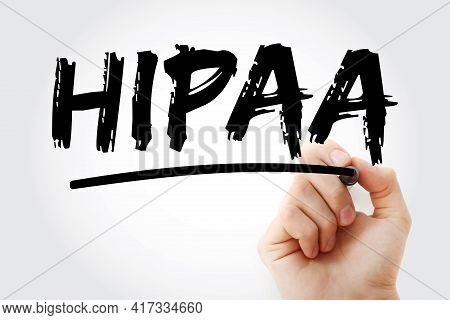 Hipaa - Health Insurance Portability And Accountability Act Acronym With Marker, Concept Background