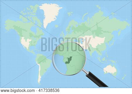 Map Of The World With A Magnifying Glass On A Map Of Congo Detailed Map Of Congo And Neighboring Cou