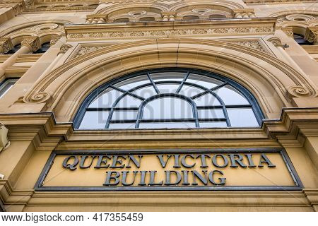 Sydney, Australia - Dec 16, 2018: Entrance To The Iconic Queen Victoria Building (qvb), George Stree