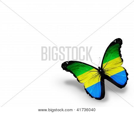 Vlajka Gabonu Butterfly, izolovaných na bílém pozadí