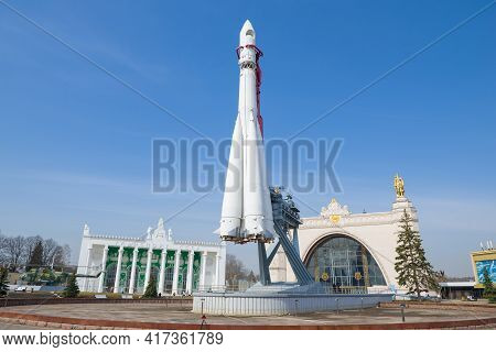 Moscow, Russia - April 14, 2021: Space Launch Vehicle 