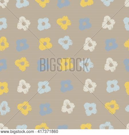 Seamless Pattern With Hand Drawn Viola Flowerheads For Surface Design And Other Design Projects